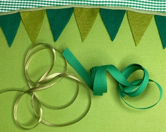 Wimpelkette für Schultüten oder als Dekoration mit Schrägband Wimpel Girlande grün Filz