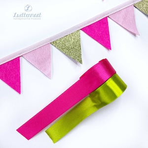 Wimpelkette für Schultüten oder als Dekoration mit Schrägband Zierband und Schleifenband pastell bunt Bild 4