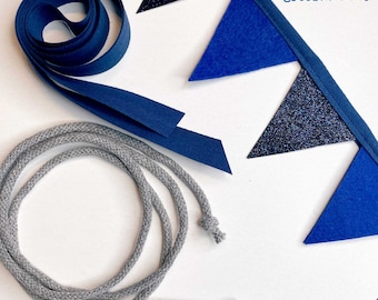 Set pennant necklace for school bags / decoration with slanted ribbon + decorative ribbon dark blue + glitter #2
