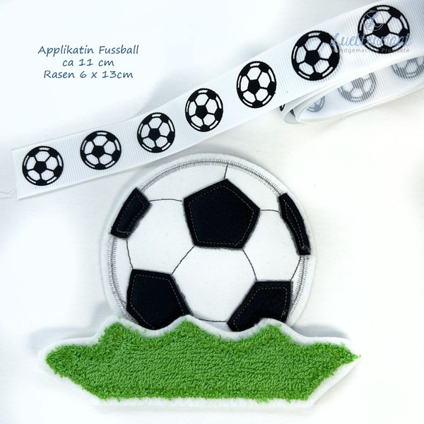 Applikation SET  Fussball Rasen schleifenband Schwarz weiß