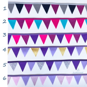 Wimpelkette für Schultüten oder als Dekoration mit Schrägband Zierband und Schleifenband girlande Lila-flieder-pink Bild 2