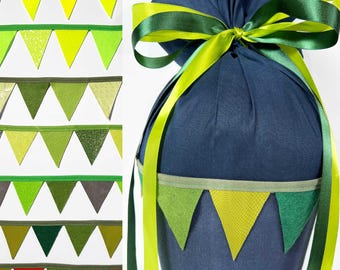 Wimpelkette Schultüte Dekoration mit Schrägband Schleifenband Girlande neongruen neon
