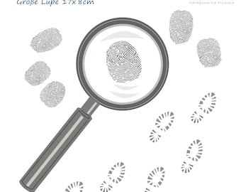 Iron-on applique detective magnifying glass, applique for school cone