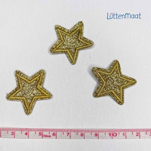 3 glitter stars gold mini application patch press