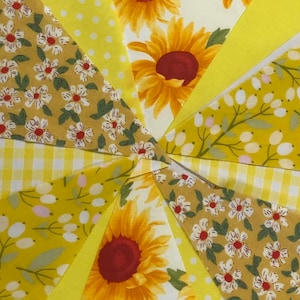 Fabric Bunting Wedding Vintage Shabby Handmade flower Garden Banner Christening Garden Party Fete 10ft/20ft/40ft/80ft/100ft/120ft/150ft mini Sunshine yellow