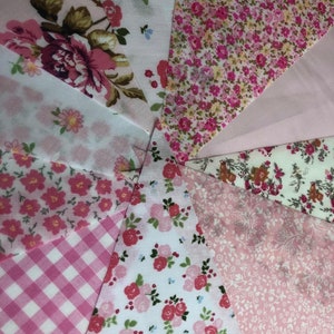 Fabric Bunting Wedding Vintage Shabby Handmade flower Garden Banner Christening Garden Party Fete 10ft/20ft/40ft/80ft/100ft/120ft/150ft mini Mix of Pinks