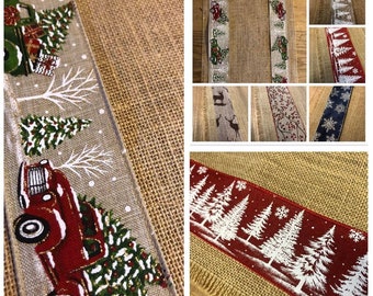 Rustic Hessian Christmas Truck Tree Red Green Table Runner | Ideal  barn dances, country ,Parties Vintage  Venue Handmade UK MADE
