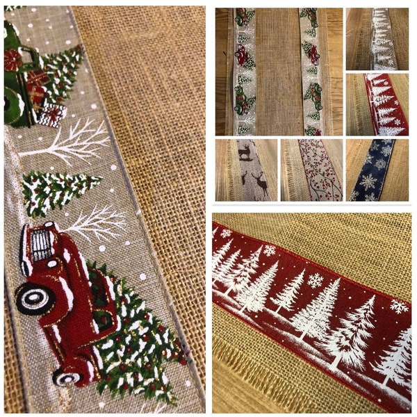 Rustic Hessian Christmas Truck Tree Red Green Table Runner | Ideal  barn dances, country ,Parties Vintage  Venue Handmade UK MADE