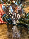 Chocolate Personalised Christmas Lollipop, Milk Lolly Santa Father Christmas Snowman reindeer Gingerbread Name Boys Girls Gift Xmas Eve idea