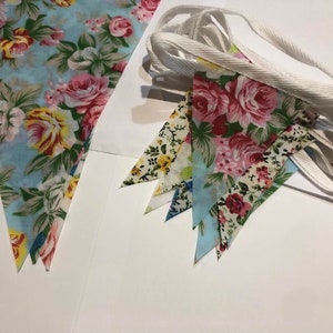 Fabric Bunting Wedding Vintage Shabby Handmade flower Garden Banner Christening Garden Party Fete 10ft/20ft/40ft/80ft/100ft/120ft/150ft mini image 8