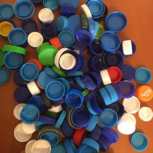 100 PLASTIC BOTTLE CAPS/ plastic bottle lids recycled image 2