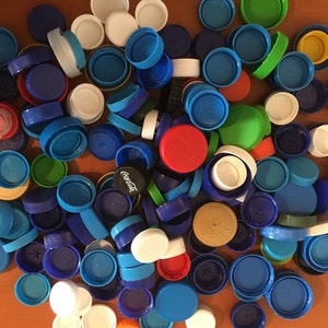 100 PLASTIC BOTTLE CAPS/ plastic bottle lids recycled image 3