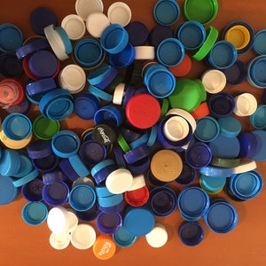 100 PLASTIC BOTTLE CAPS/ plastic bottle lids recycled image 4