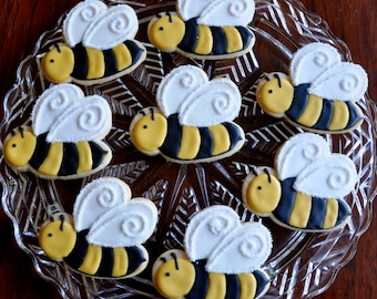 One Dozen Bumble Bee Sugar Cookies