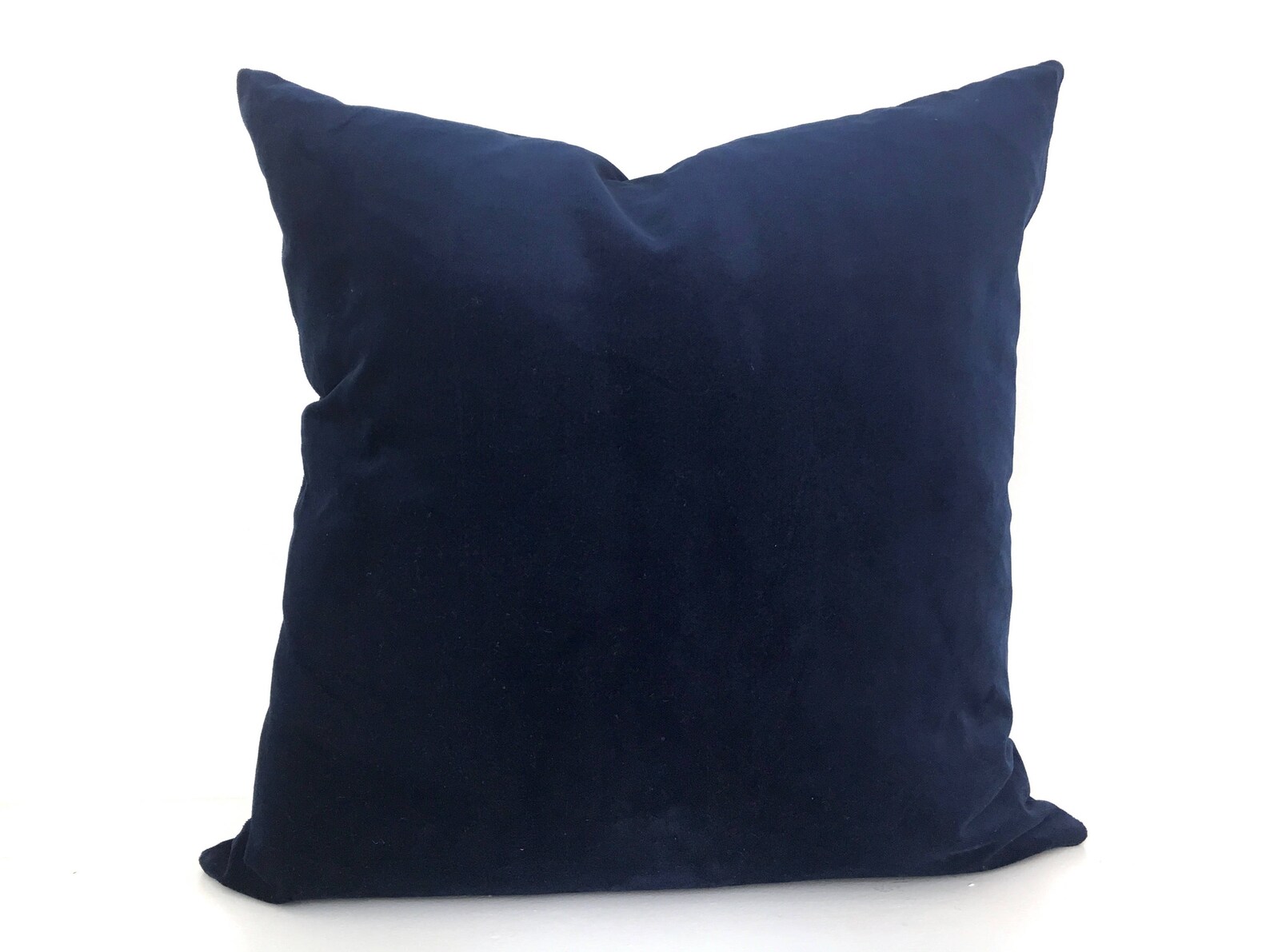 Navy Velvet Pillow Cover With Ivory Trim Etsy
