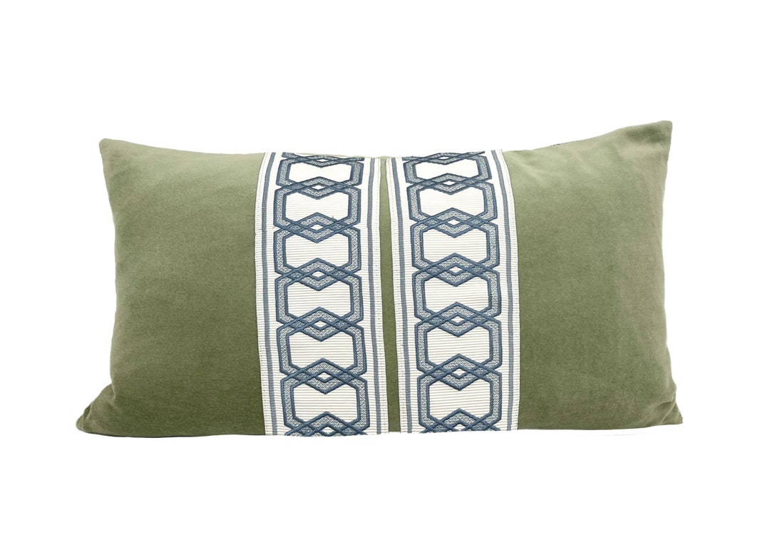 Sage Green Lumbar Pillow Cover With Hexagon Trim SELECT TRIM COLOR Etsy