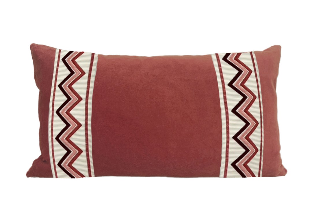 Brick Red Lumbar Pillow Cover With Zig Zag Trim SELECT TRIM COLOR Etsy