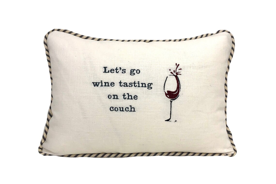 Wine Tasting Pillow Linen Pillow With Wine Glass Etsy