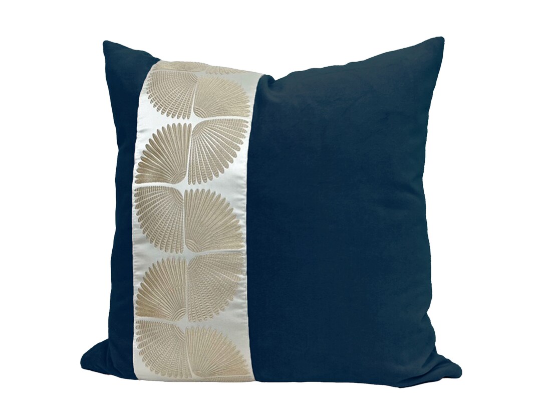 Navy Velvet Pillow Cover With Wings Trim Select WHITE or Etsy