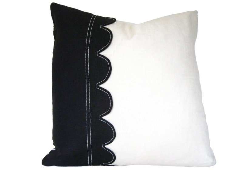 Black and White Pillow Cover linen pillow cover with linen Etsy