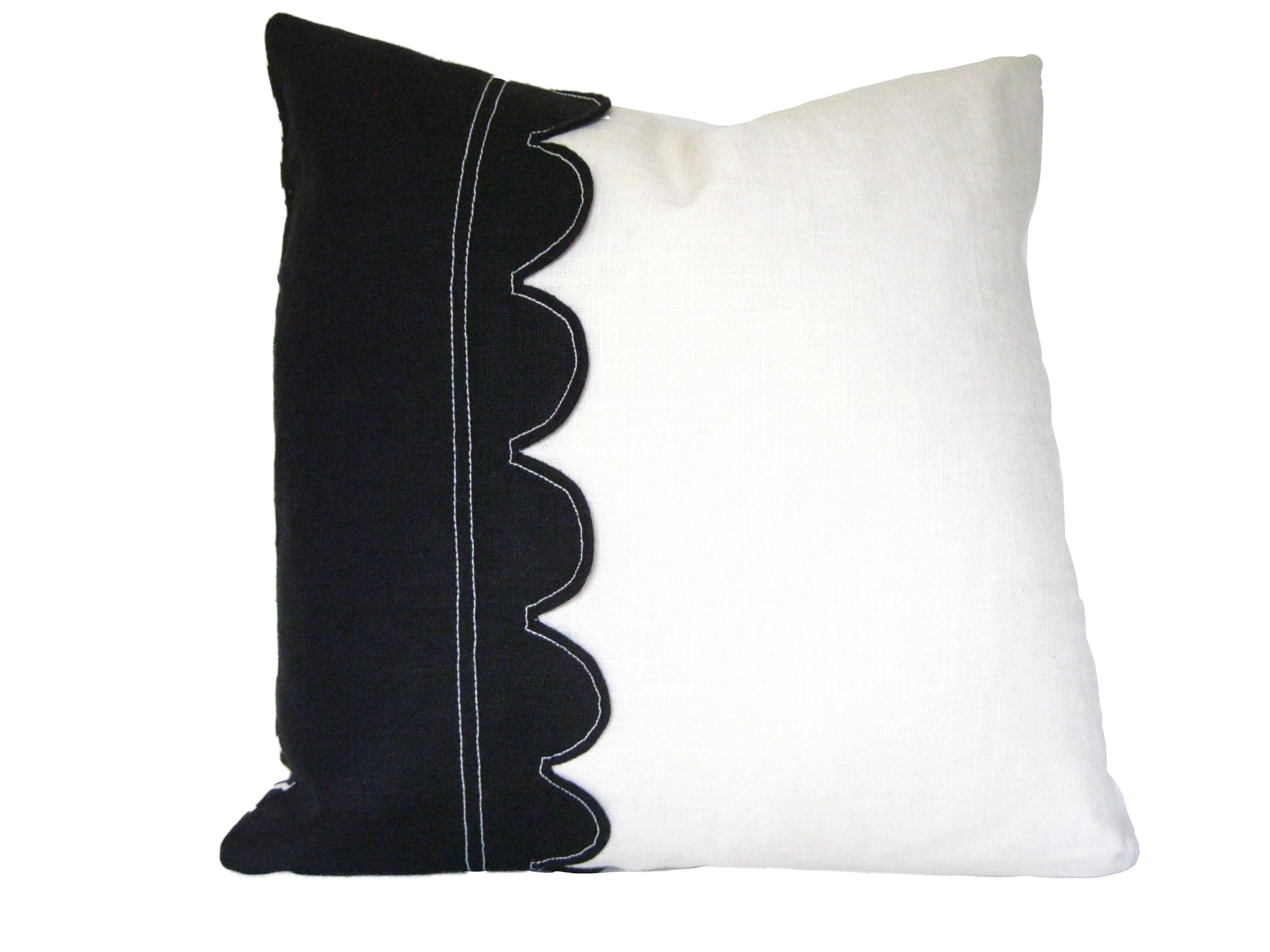 Black and White Pillow Cover linen pillow cover with linen Etsy