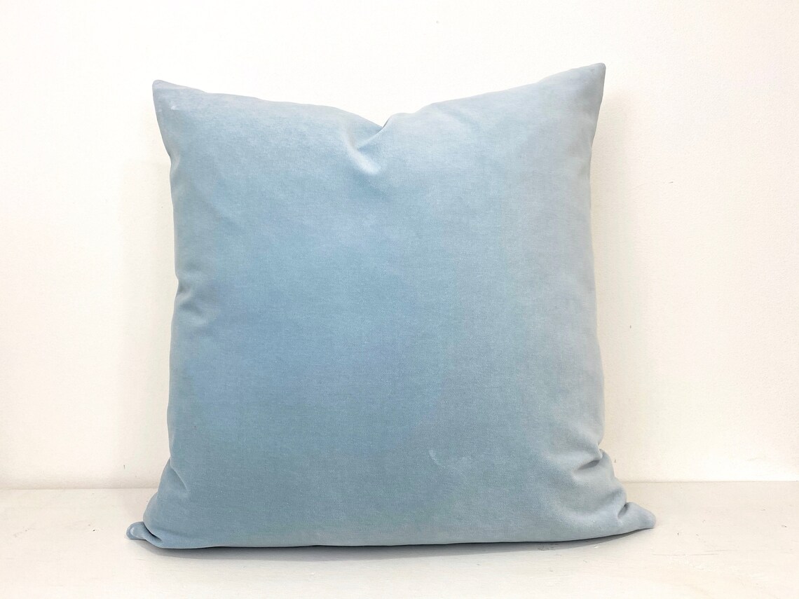 Light Blue Velvet Pillow Cover With Large Greek Key Shown Etsy