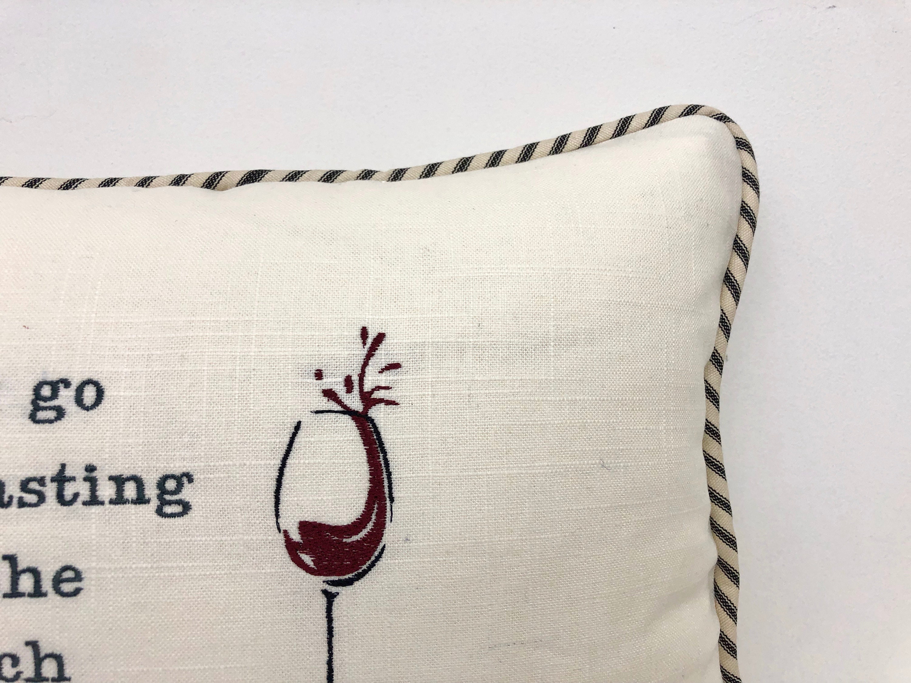 Wine Tasting Pillow Linen Pillow with Wine Glass Etsy