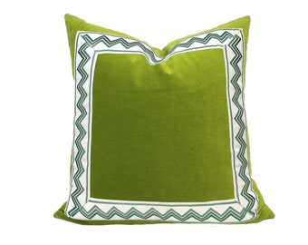 Lime Green Square Pillow Cover with Zig Zag Trim - SELECT TRIM COLOR