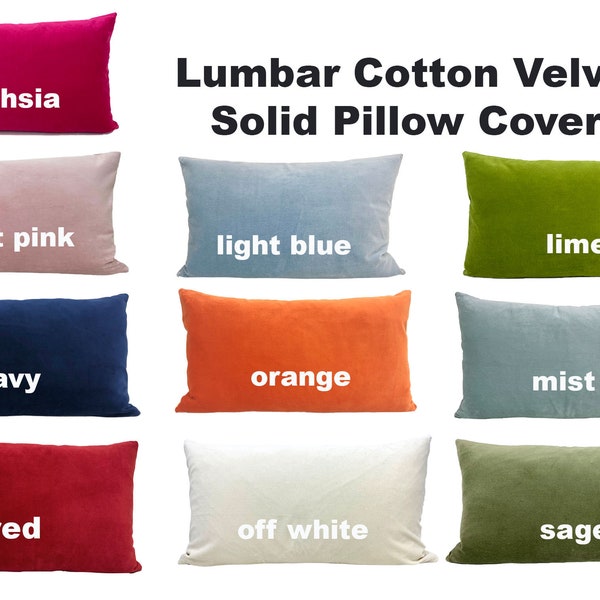 Solid Velvet Lumbar Pillow Cover