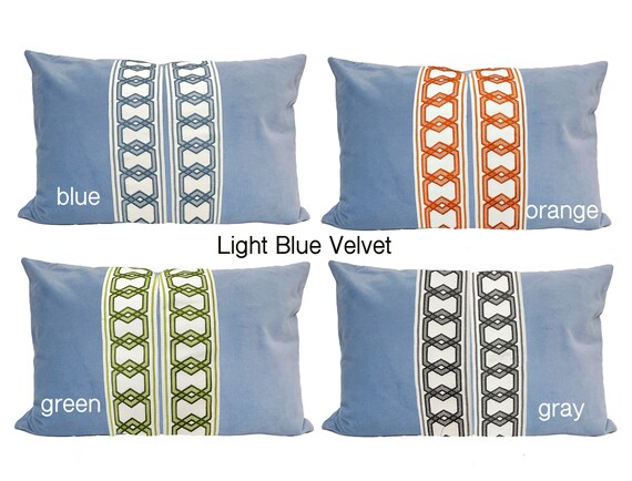 Light blue velvet lumbar pillow sale
