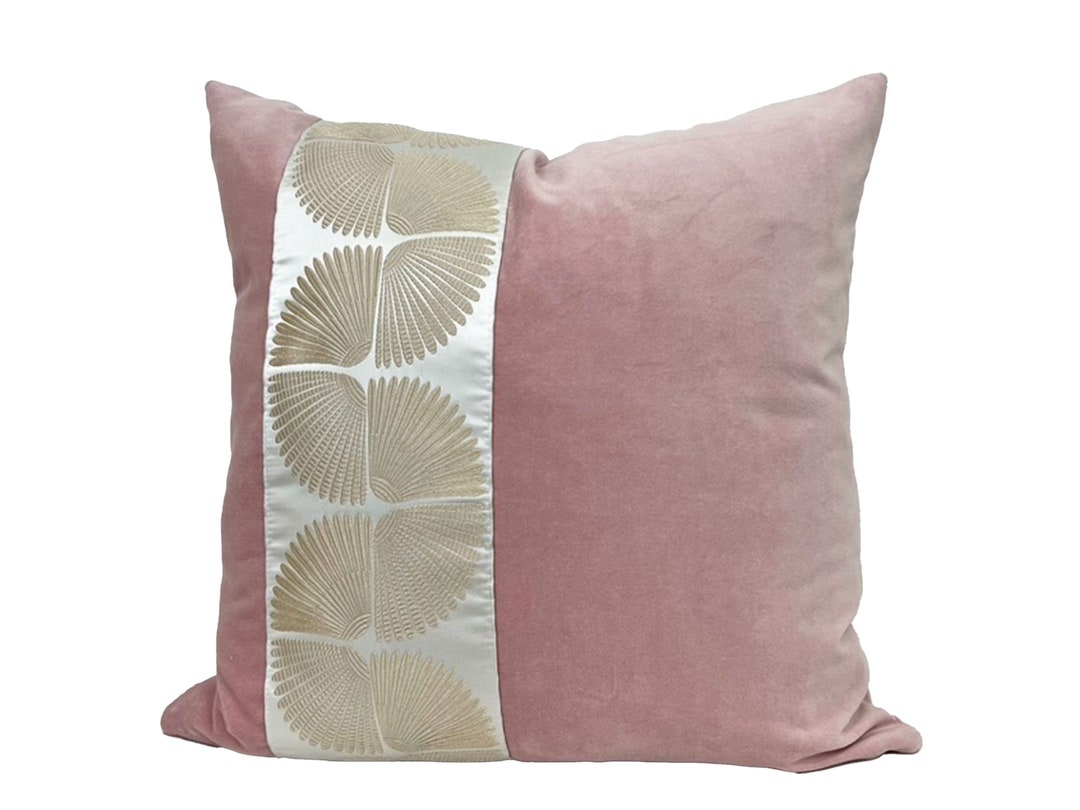 Light Pink Velvet Pillow Cover With Wings Trim Etsy