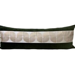 Moss Green Long Lumbar Pillow Cover with Wings Trim