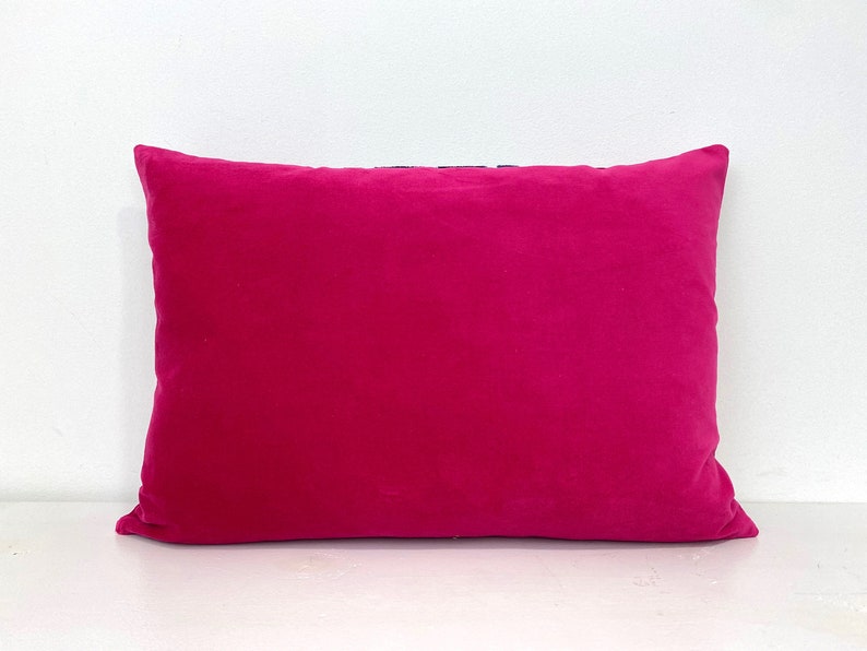 Fuchsia Pink Velvet Pillow Cover With Large Greek Key Trim Etsy