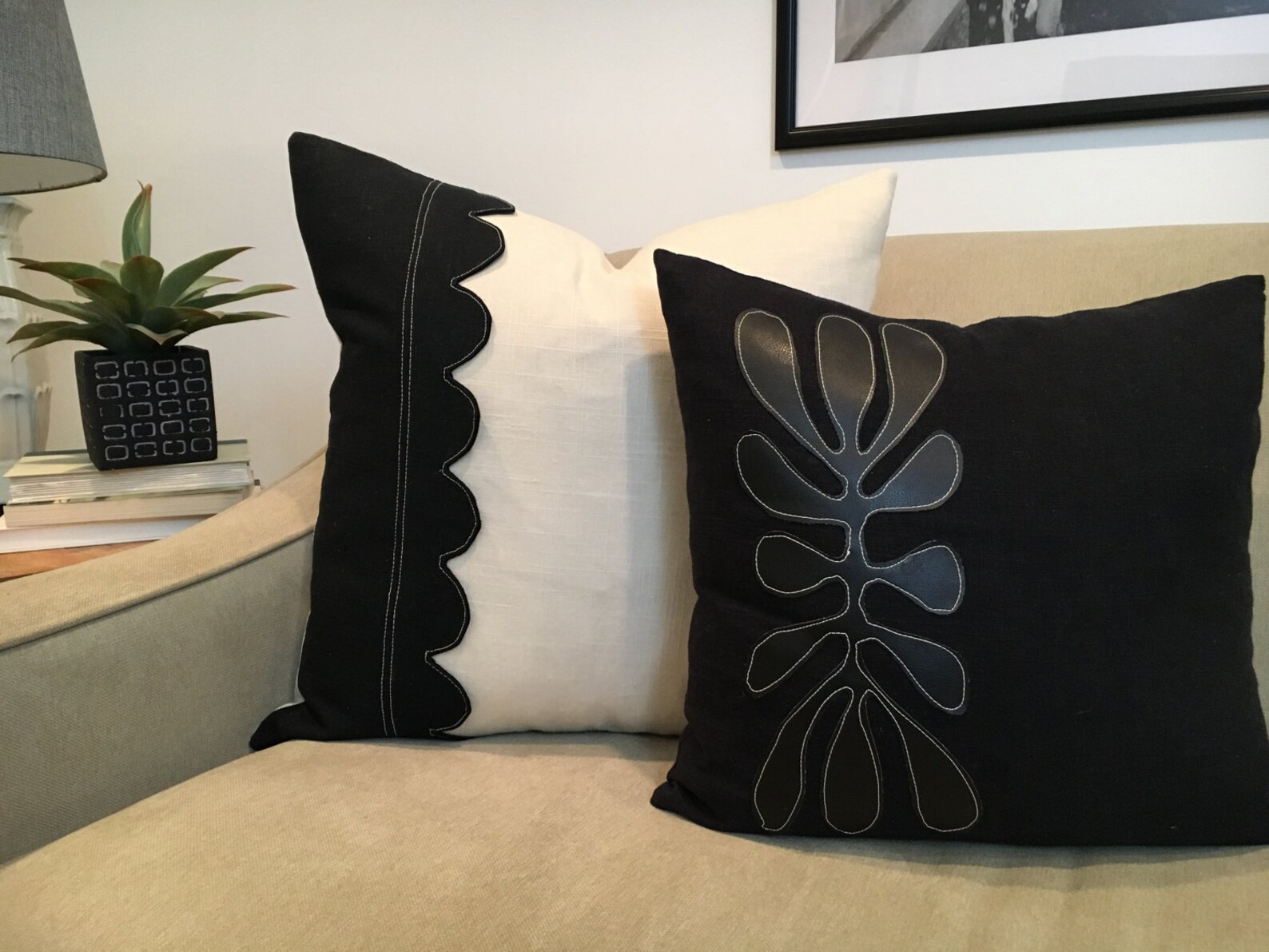 Black and White Pillow Cover linen pillow cover with linen Etsy