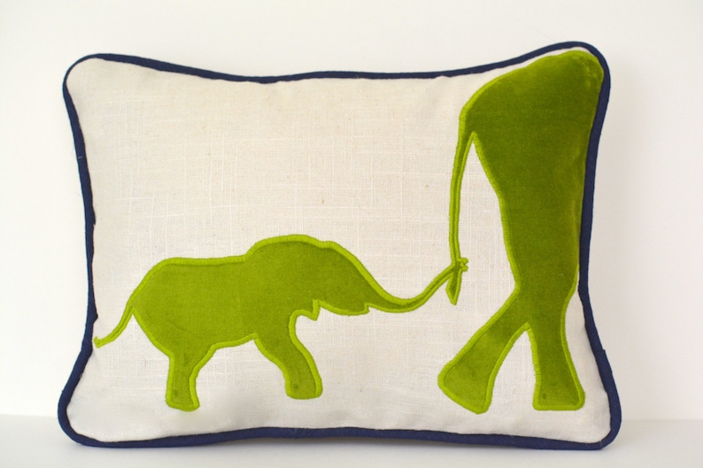Elephant Pillow Elephant Pillow Cover With Lime Green Velvet Etsy