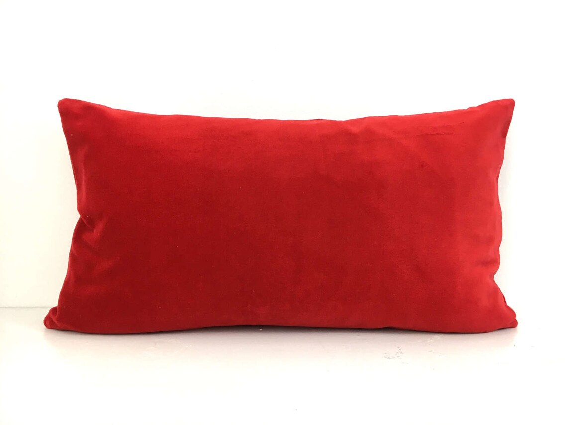Red Pillow Cover Red Velvet Pillow Cover With Greek Key Trim Etsy