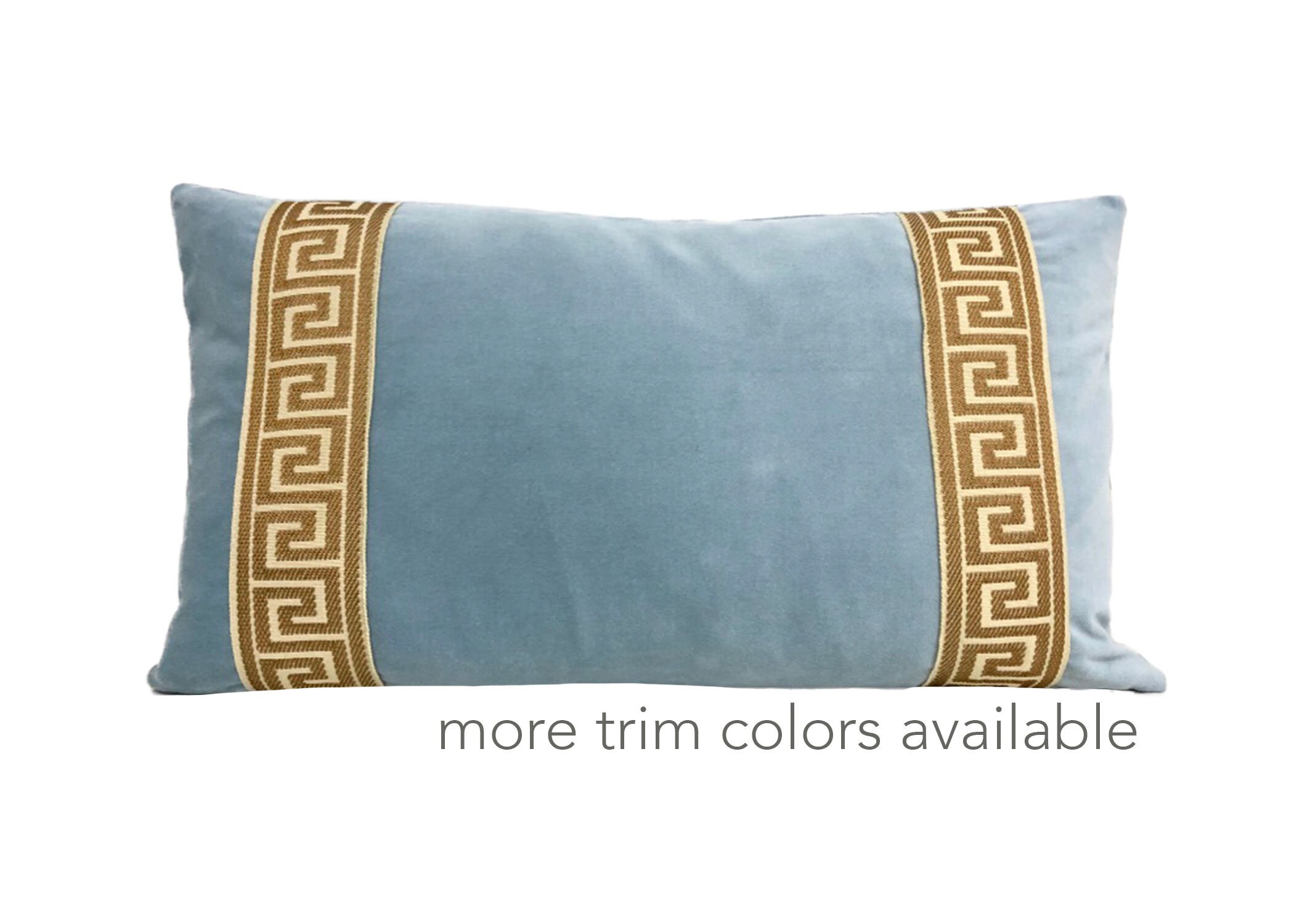 Light Blue Velvet Lumbar Pillow Cover with Gold Greek Key Trim Etsy