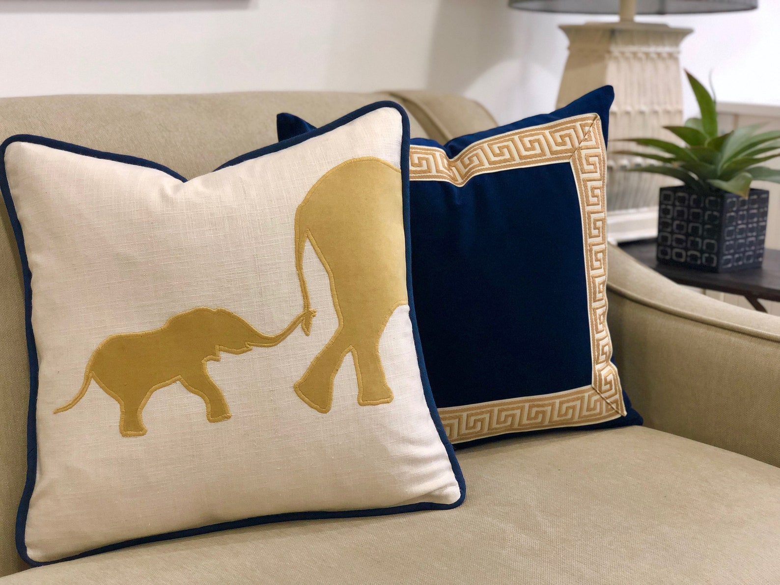 Elephant Pillow Elephant Pillow Cover With Gold Velvet Etsy