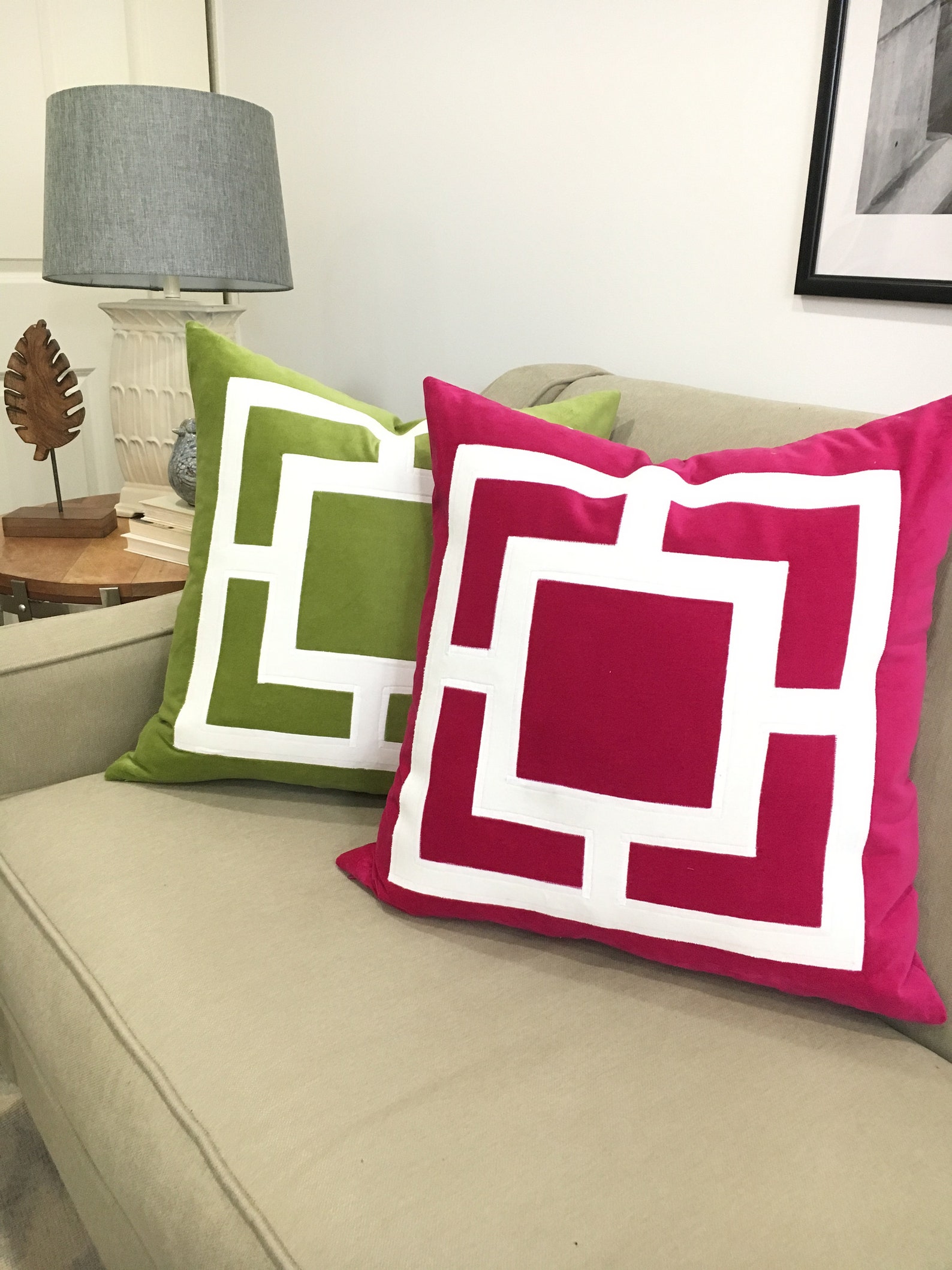 Lime Green Pillow Cover Green Velvet Pillow Cover With Etsy