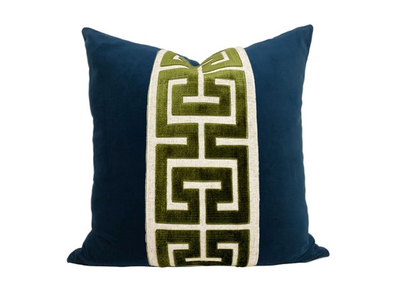 Large navy top velvet cushion