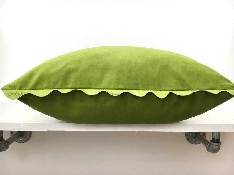 Lime Green Velvet Pillow Cover With Ric Rac Trim Etsy