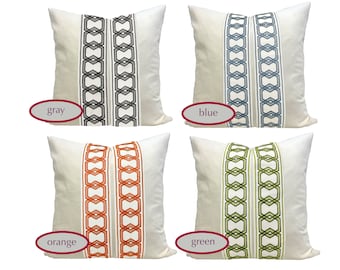 Off White Square Velvet Pillow Cover with Hexagon Trim - SELECT TRIM COLOR