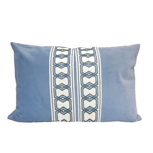 Light Blue Lumbar Pillow Cover with BLUE Hexagon Trim