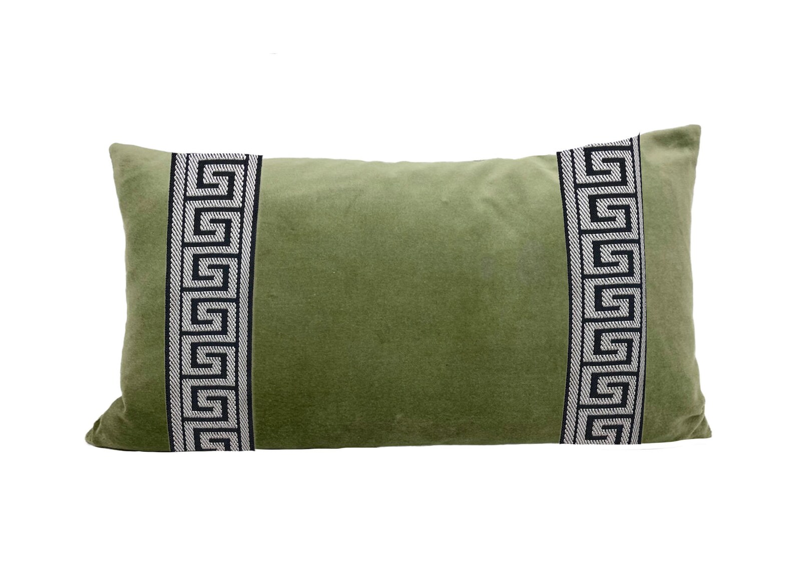 Sage Green Lumbar Pillow Cover With Greek Key Trim SELECT Etsy