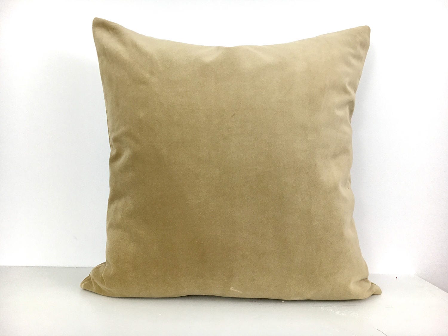 Tan Velvet Pillow Cover With Navy and off White Greek Key Trim Etsy