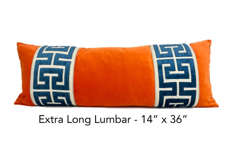 Extra Long Lumbar 14x36 Orange Velvet Pillow Cover With Etsy