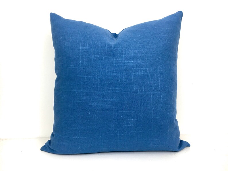 Ocean Blue Linen Pillow Cover With Greek Key Trim SELECT Etsy