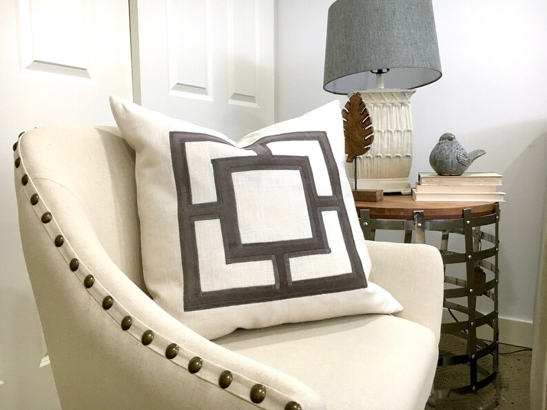 Gray and Offwhite Pillow Cover Etsy