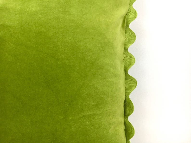 Lime Green Velvet Pillow Cover With Ric Rac Trim Etsy