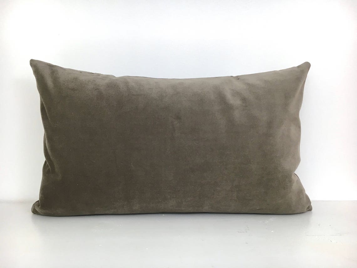 Gray Velvet Lumbar Pillow Cover With Grey and White Trim Etsy